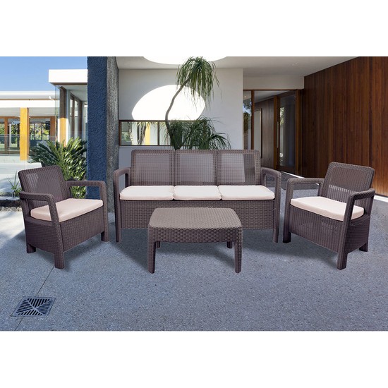 Allibert California Rattan Bahce Oturma Takimi Capuccino Fiyati
