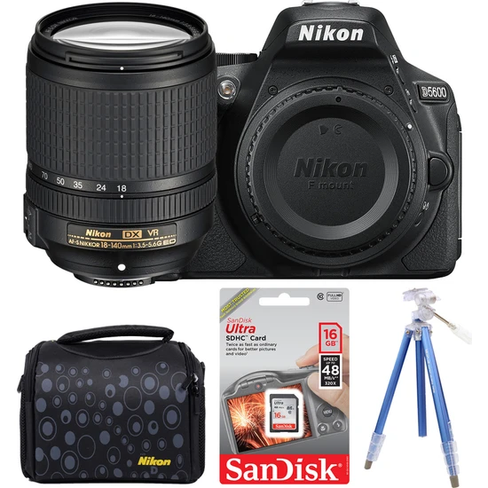 Nikon D5600 + 18-140 Lens + Hafıza Kartı + Çanta + Tripod