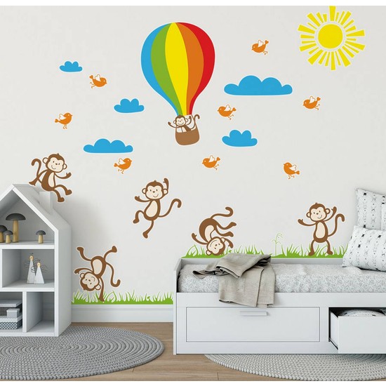 DekorLoft Maymun Arkadaşlar Çocuk Odası Duvar Sticker CS596 Fiyatı