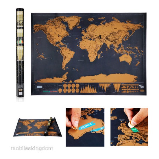 WV Kazınabilir Dünya Haritası Gez Kazı Dünya Haritası Deluxe Edition Büyük Boy