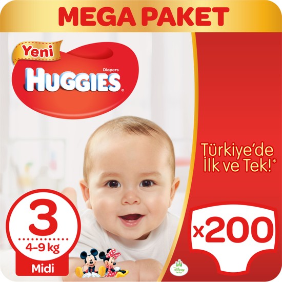 Huggies Bebek Bezi Midi 3 Beden Mega Paket 200 Adet Fiyatı