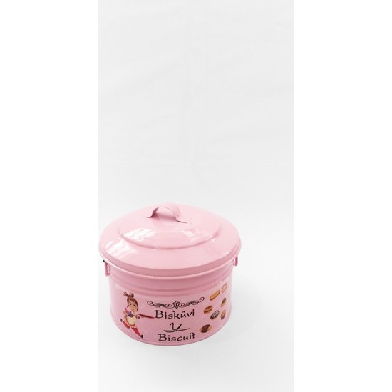 Vintage Pembe Teneke Bisküvi & Kurabiye Saklama Kutusu Fiyatı