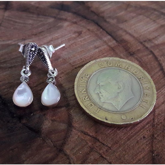 Midyat Nurtaş Gümüş Damla Model Sedef Ve Markazit Taşlı Fiyatı