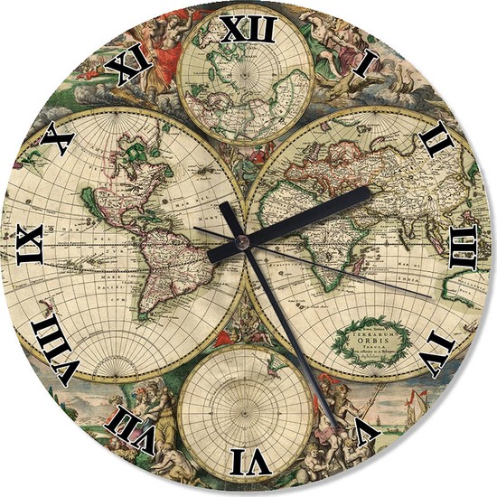 Cakasepetim Dünya Haritası Özel Tasarım Duvar Saati 30 X 30 Fiyatı