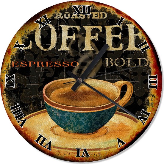 Tablomega Retro Espresso Kahve Fincanı Duvar Saati 30 X 30 Fiyatı