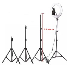 Asfal 12 inç LED Işıklı Telefon Tutuculu 210 cm Tripod Kuaför, Tiktok, Youtuber  Makyaj Işığı