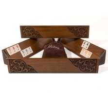 Helena Wood Art Yeni El Oymalı - Masif Ahşap Okey Takımı