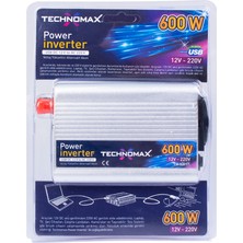 Technomax Inverter Çevirici 12V DC-220V AC(600) TM9201