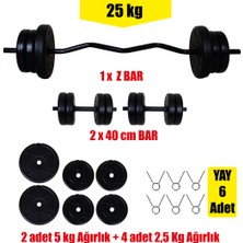 Aydın Sport 25 kg Z Bar Halter Seti ve Dambıl Seti