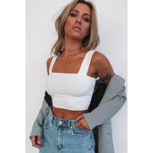 Madmext Mad Girls Beyaz Crop MG1010
