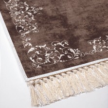 Luxury Home Exclusive Gümüş Saçaklı Dijital Halı Tricia Kahve