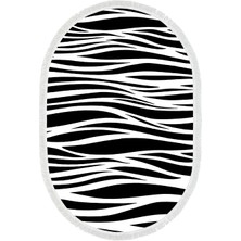 Luxury Home Exclusive Gümüş Saçaklı Dijital Halı Oval Jackie Si̇yah