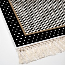 Luxury Home Exclusive Toprak Saçaklı Dijital Halı Martha Si̇yah