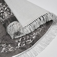 Luxury Home Exclusive Toprak Saçaklı Dijital Halı Oval Tricia Gri̇