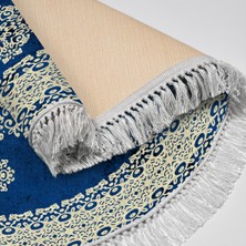 Luxury Home Exclusive Saray Saçaklı Dijital Halı Yuvarlak Eloise Mavi̇