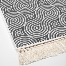 Luxury Home Exclusive Saray Saçaklı Dijital Halı Amanda Gri̇