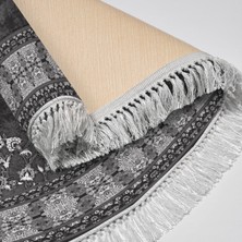 Luxury Home Exclusive Saray Saçaklı Dijital Halı Oval Arlene Gri̇