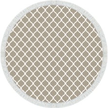 Exclusive Gümüş Saçaklı Dijital Halı Cagla Vizon