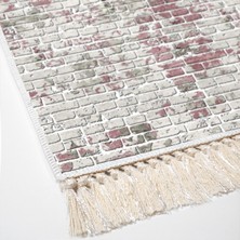 Exclusive Toprak Saçaklı Dijital Halı Duygu Pudra