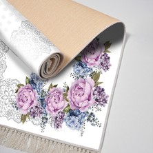 Exclusive Saray Saçaklı Dijital Halı Mumtaz Mürdüm