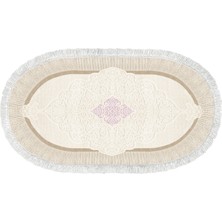 Exclusive Toprak Saçaklı Dijital Oval Halı Celia Pudra