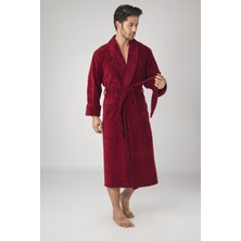 Nuşa Bordo Pitikare Desenli Bambo Cotton Erkek Bornozu