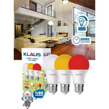 Klaus 3 Renkli LED Lamba Beyaz Sarı Kırmızı 9W