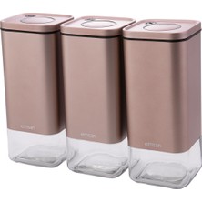 Emsan Plaza 3lü Büyük Kavanoz Golden Pink