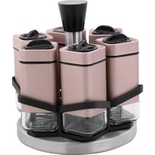 Emsan Plaza 7 Parça Baharatlık/Baharat Takımı Golden Pink