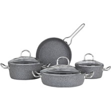 Karaca Silver Stone Bio Granit Metal Kulplu 7 Parça Döküm Set