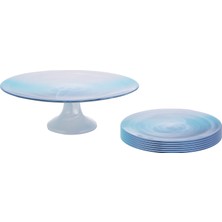 Karaca Blue Wave Tatlı Kutu/Pasta Takımı