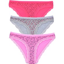 Pemilo Kadın 3'lü Paket Desenli  Bikini Külot