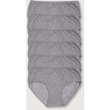 Tutku Bulut Fashion 0924 Tutku Kadın Gri 6'lı Paket Pamuklu Likralı Bato Külot