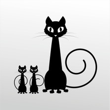 Technopa Folyo Sticker Aile Kedisi 130 cm Uzunluk Dekoratif Sticker
