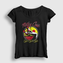 Presmono Kadın Siyah Girls V2 Mötley Crüe T-Shirt