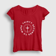 Presmono Kadın Kırmızı Circle 30 Seconds To Mars T-Shirt