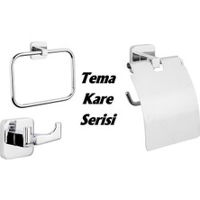 Arçe Tema Kare Yuvarlak Havluluk  Kapaklı Kağıtlık  2 Li Bornoz Askılık