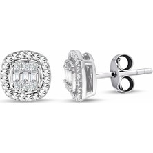 Lilarote 0.24 Ct Baget Kare Tek Taş Küpe