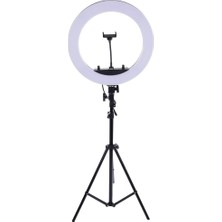 Coverzone Selfie LED Işıklı Hq-18 Halka 18 Inch Selfie/yayıncı/makyaj Işığı 210 cm Tripod