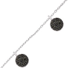 Altınsepeti Gümüş Pul Modeli Siyah Taş Bileklik G193BL