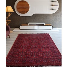 Arte Halı Afgan Kırmızı Salon Halısı Arte Etnik Kilim Yıkanabilir Mutfak Halısı Kaymaz Taban Dekoratif Halı