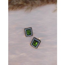 Hdmarketim Swarovski Yeşil Renkli Işıltılı Taşlı Sallantılı Küpe
