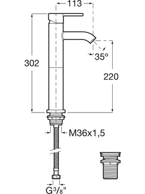 Roca Carelia Yüksek Boyunlu Lavabo Bataryası Soğuk Başlatma (220 mm) A5A378AC0K