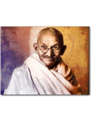Cakatablo  Ahşap Tablo Mahatma Gandhi Yağlı Boya Portresi