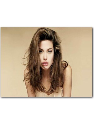 Cakatablo  Ahşap Tablo Angelina Jolie Dağınık Saçlar