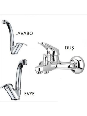 Mix Lavabo-Evye-Duş Batarya ( 3 Lü Set ) %100 Yerli