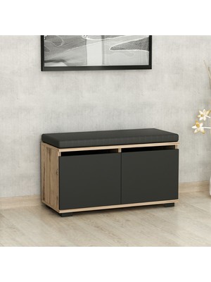 Minar Drago Oturaklı Ayakkabılık ve Puf - Çırağan/siyah