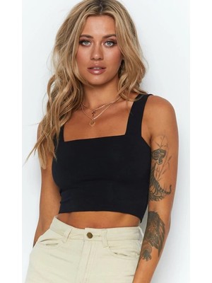 Madmext Mad Girls Siyah Crop MG1010