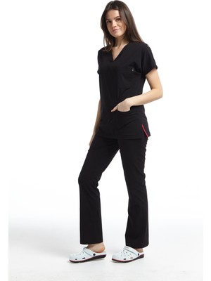 Çatı Medikal Ultralycra V Yaka Yarasa Kol Hemşire Doktor Forma Takımı Hafif ve Dayanıklı Kumaş