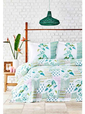 Karaca Home Camelia Yeşil Pamuk Tek Kişilik Pike Takımı